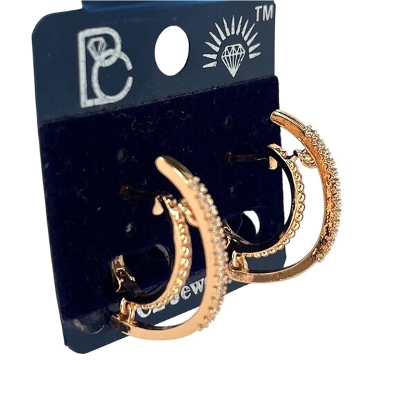 Elegant Rose Gold Hoop Earrings Sparkling Fashion Jewelry for Women Unique Chic - Picture 2 of 4